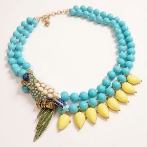 EUC J Crew Bold Tropical Parrot Statement Necklace